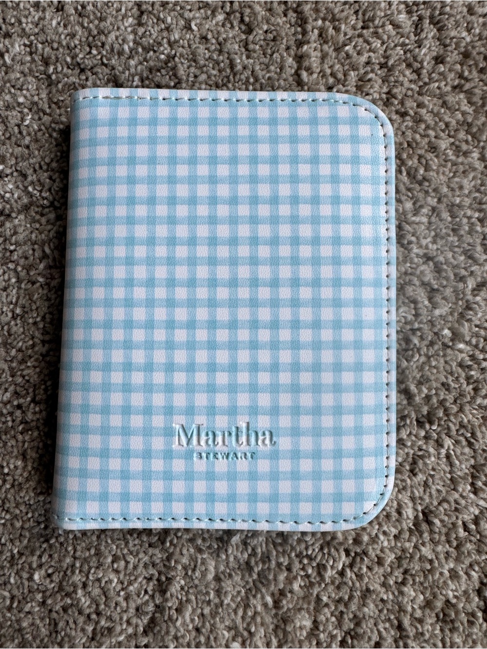 Martha Stewart Light Blue Gingham Kids Passport Holder
